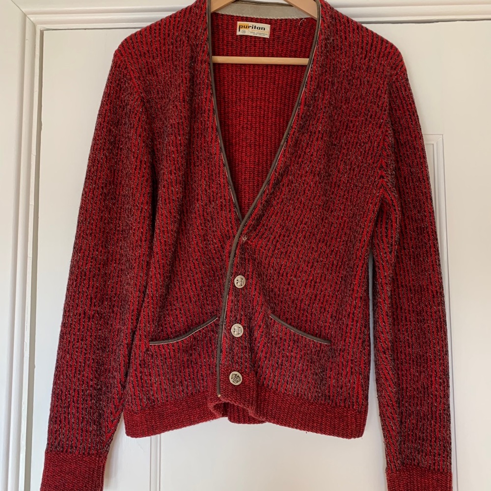 🌟 Vintage red wool Puritan cardigan sz 38